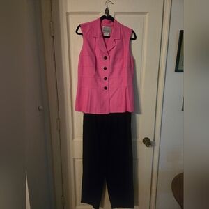 Vintage Pink and Black Pantsuit